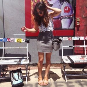 Abercrombie & Fitch Grey Bodycon Dress With Lace